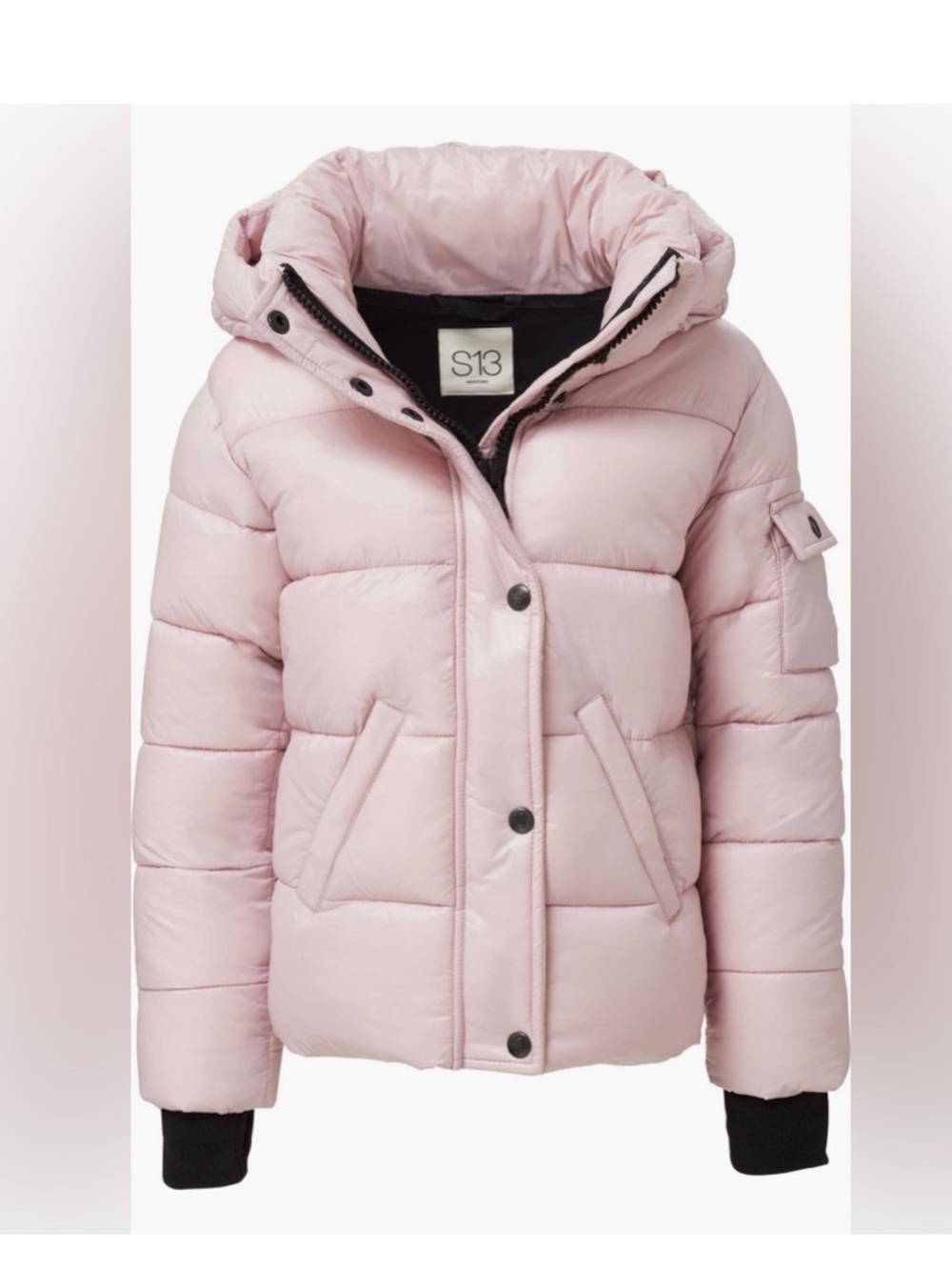 S13 Kids Light Pink Down Filled Puffer Winter Jacket Removable Hood Girls SZ 4